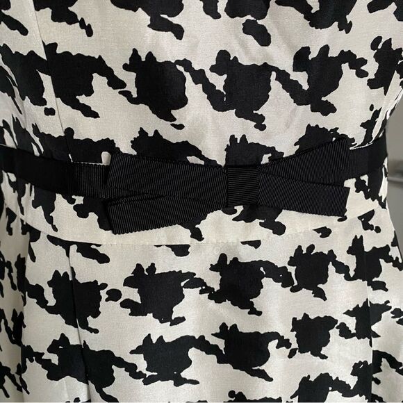 Kate Spade 100% Silk Black and White Houndstooth Preppy Sheath Dress Size 6 - Picture 2 of 10